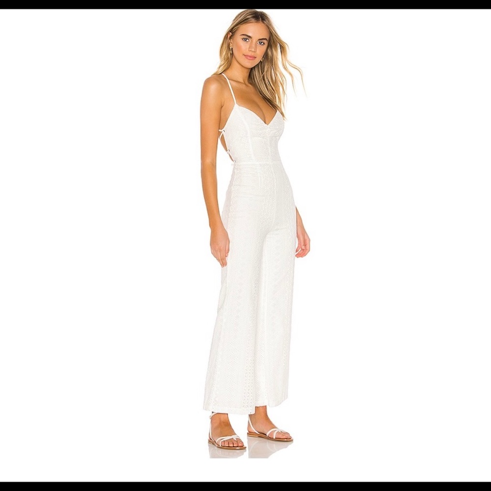 REVOLVE KATHERINE LACE UP BACK JUMPSUIT IN WHITE